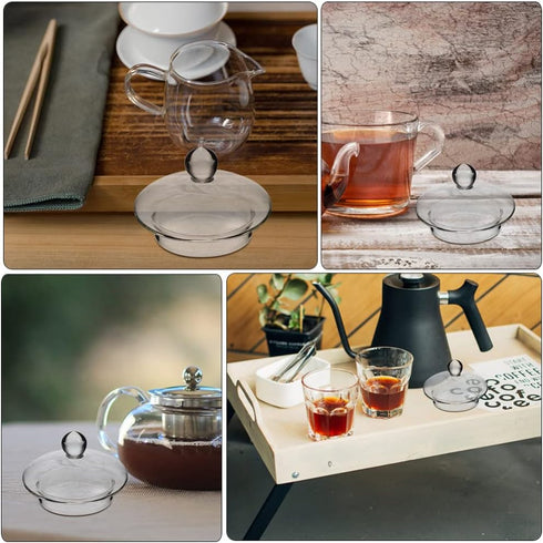 UPKOCH Tea Steeper Tea Steeper 4 Pack Glass Teapot Lid Replacement Teapot Strainer Covers Tea Filters Lids Tea Steepers Covers Teapot Spare Part G...