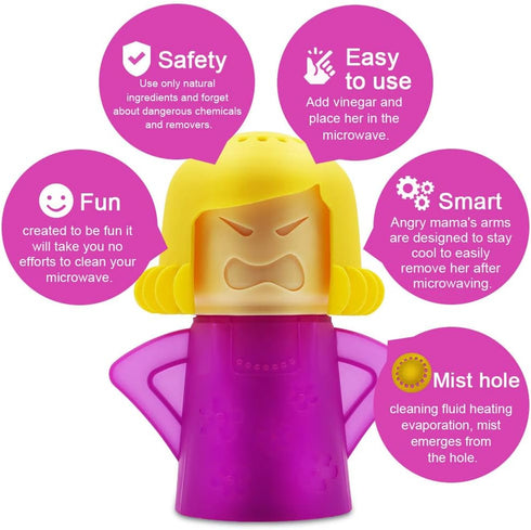 Abnaok Microwave Cleaner, 2 PCS Angry Mama Microwave Cleaner Microwave Oven Steam Cleaner Easily Clean in Minutes Cleans Add Vinegar and Water for...