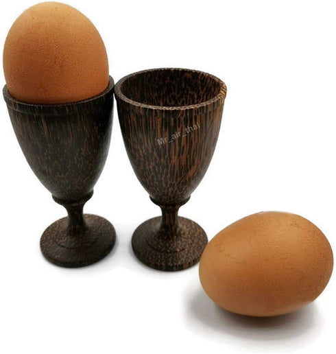 Set of 2 Wood Egg Cup, Egg Holder for Hard Boiled Eggs, Soft Boiled Egg Tool k016...
