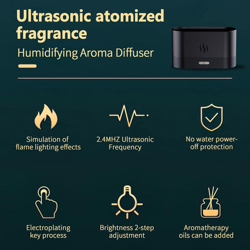 Flame Air Aroma Diffuser Humidifier, 2023 Upgraded Essential Oil Diffuser, Cool Mist Humidifiers with 7 Color Flame, Noiseless with Auto-Off Prote...