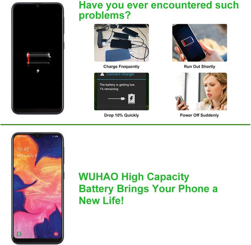 WUHAO for Samsung Galaxy A10e Battery EB-BA202ABU Replacement Battery Upgraded for Galaxy A10e A102U SM-A102U/A20e SM-A202F/DS/A20e Dual SIM SM-A2...