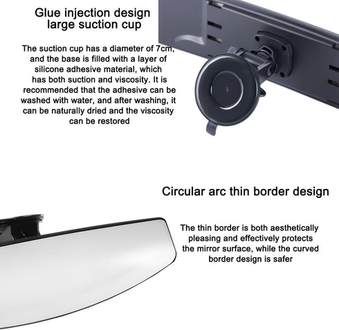 Car Rear View Mirror, HD 360° Adjustable Anti-glare Adjustable Extra Wide Automotive Panoramic Rear View Mirror with Suction Cup, Interior Decor U...