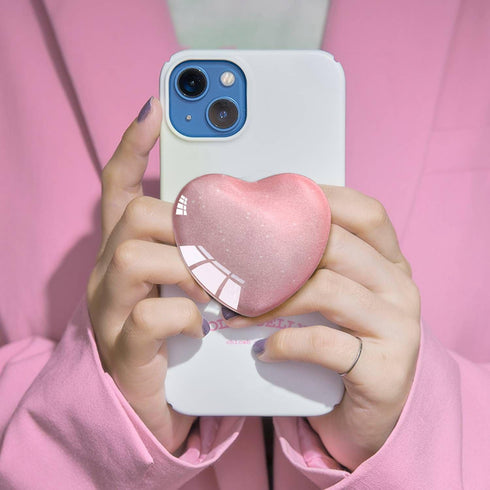 Expandiing Moblile Cell Phone Grip Heart Shape Glass Holder for Smartphones, Cellphone Collapsible Stand? Pink...