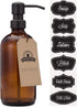 Amber Glass Jar Soap and Lotion Dispenser with Matte Black Pump - 16 oz - by Jarmazing Products...