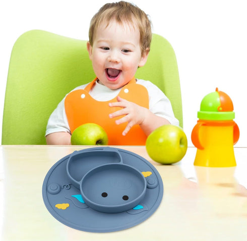 Qshare Toddler Plate, Portable Baby Plates for Toddlers and Kids, BPA-Free Strong Suction Plates for Toddlers, Dishwasher & Microwave Safe Silicon...