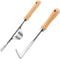 2 Packs Weed Puller Tool Set Stainless Steel Hand Lawn Weed Remover Crack Crevice Weeding Tool Manual Yard Gardening Tool with Wood Handle for Sid...