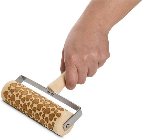 Mrs. Anderson’s Baking Mini Embossing Rolling Pin, Hearts Design, Poplar Wood and Chrome-Plated Iron...
