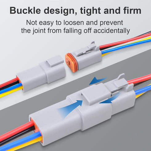 2Pack 8-Pin Waterproof DT Connector Male and Female Wire Connectors with 16AWG 105? 600V Wires and Heat Shrink Tubes, Applicable for Automotive El...