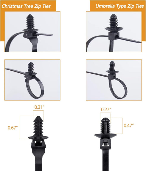 Xislet 160Pcs Universal Push Mount Cable Zip Tie Compatible with Cars Boat Trailer Polaris UTV Side By Side Jeep Wrangler Nylon Self Locking Cable...