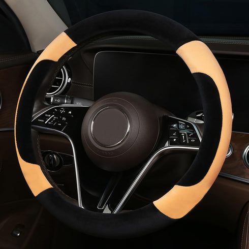 Steering Wheel Cover Deluxe Steering Wheel Protector for Cars MPV SUV Van Pickup Truck 14.5-15 inch (Yellow)...