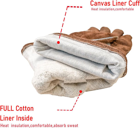 YESWELDER 14-Inch Welding Gloves - Cow Leather, Heat/Fire Resistant for Forge/Mig/Stick Welding, Oven/Grill/Fireplace Mitts with Soft Lining - Ide...