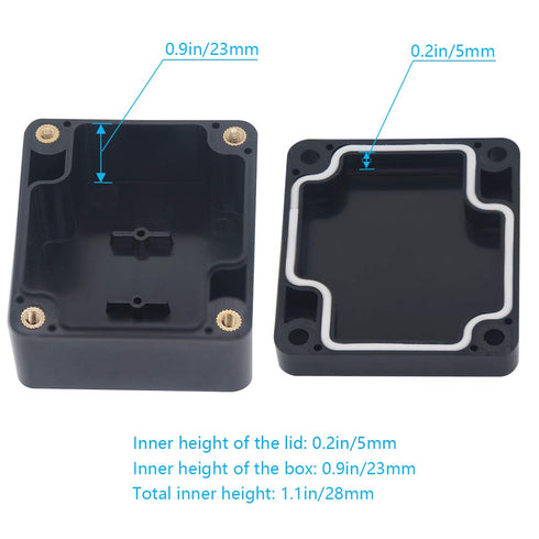 Zulkit Waterproof Plastic Project Box ABS IP65 Electrical Junction Box Enclosure Black 2.48 x 2.28 x 1.38 inch (63 x 58 x 35mm)...