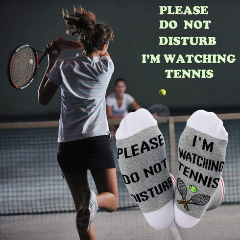 TSOTMO 2 Pairs Tennis Lover Gift Novelty Crew Socks Please Do Not Disturb I’m Watching Tennis Socks Novelty Sports Socks...