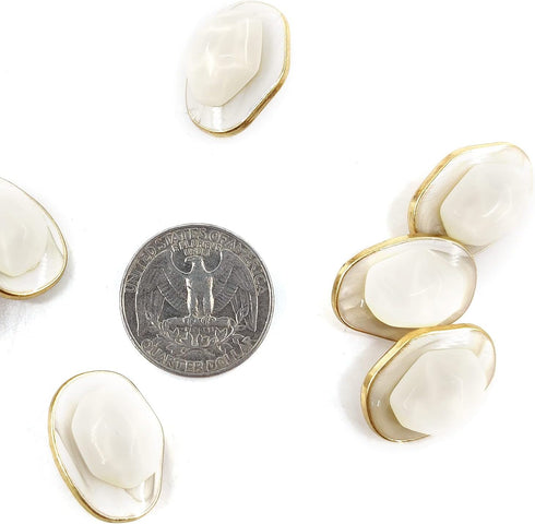 Metal Base Fried Egg Shape White Sewing Shank Buttons 20 Pcs - 23mm, 7/8"...