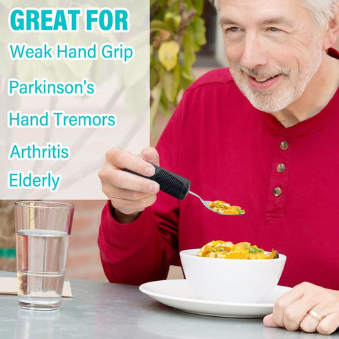 Adaptive Utensils, Adaptive Utensils 3pcs for Hand Tremors,Elderly, Arthritis,Parkinsons-Built Up Utensils for Adults–Easy Grip Aids Handle–2.7oz ...