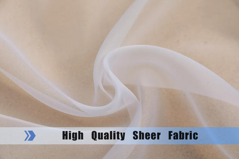 WPM White Sheer Curtains 58" Wide x 84" Long 2 Panels Livingroom Window Treatment Rod Pocket Sheer Voile for Bedroom, Kitchen, Childrens Room Full...
