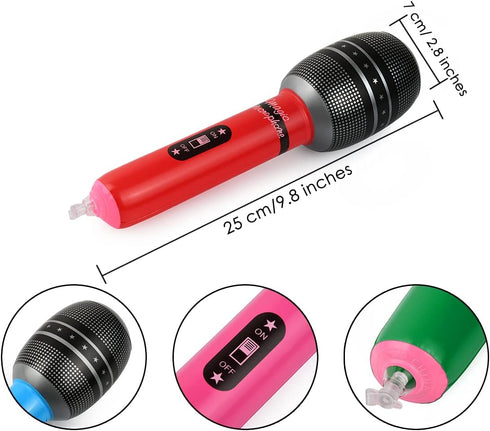 DS. DISTINCTIVE STYLE Inflatable Microphones 6 Pieces 10-Inch Blow up Microphones 80s 90s Party Favors Performace Photo Props Random Colors...