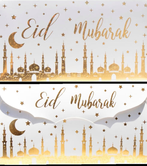 Eid Cash Envelopes 10 pcs/set Eid Greeting Card Holder Gold Foiled Eid Mubarak Money Envelope, White...