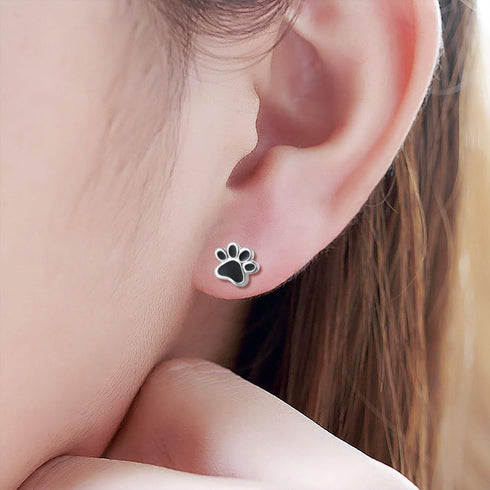 S925 Sterling Silver Puppy Dog Cat Pet Paw Print Stud Earrings...