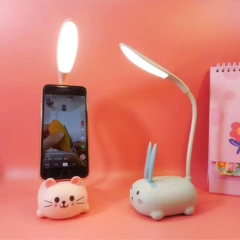 LED Kids Lamp, Mini Cat Table Lamp, Portable LED Night Light, Cute Desk Lamp, Foldable USB Rechargeable Reading Light Children's Bedroom (Green)...