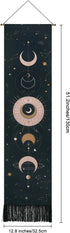 Lyacmy Moon Phase Wall Hanging Art - Bohemian Tapestry for Room (Black, 12.8 x 51.2 inches)...