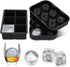 Large Ice Cube Trays Ice Ball Maker with Lids Combo(Set of 2), Silicone Sphere & Square Flexible Ice Cube Molds for Cocktails, Whiskey, Juice and ...