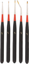 U.S. Art Supply 5 Piece Miniature Tight Spot Micro Fine Detail Art & Beauty Taklon Brush Set with Wood Handles...