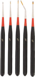 U.S. Art Supply 5 Piece Miniature Tight Spot Micro Fine Detail Art & Beauty Taklon Brush Set with Wood Handles...