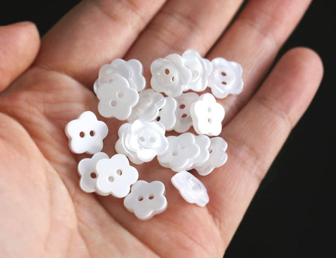 Flower Shape Buttons 11mm(0.44 inch) Translucent White Resin Button for Sewing Blouse Shirt DIY Scrapbooking Pack of 100pcs...
