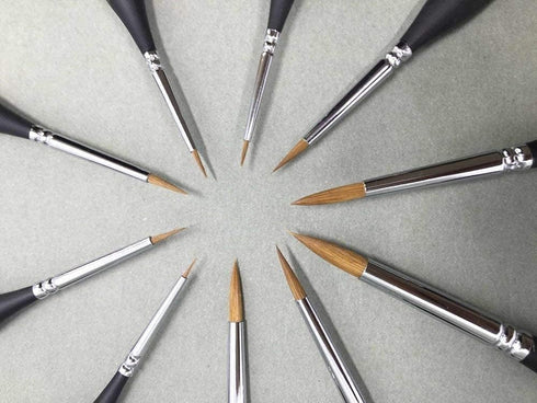 Art 10-Piece Fine Detail Paintbrush Set: Triangular Handle Artist Paint Brushes for Acrylic, Watercolor, Oil, Warhammer Figures & Miniatures - Ver...