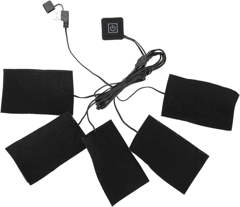 Electric Clothes Heating Pads, 5Pcs Portable USB Heater Pads Set, Adjustable Temperature Heating Pad for Clothes Seat Bed, Waterproof Fiber Heatin...