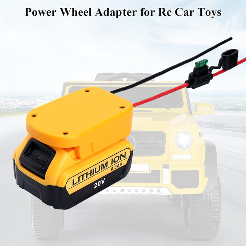 ELEFLY 2 Pack Power Wheels Adapter Compatible with Dewalt 20V Battery DCB206 DCB204 with Fuse & Wire terminals, Power Connector for Rc Car Toys, R...