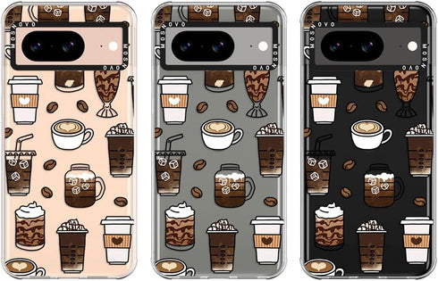 MOSNOVO Compatible with Google Pixel 8 5G Case, Coffee Clear Design Transparent Plastic Hard Back Case with TPU Bumper Protective Case Cover for P...