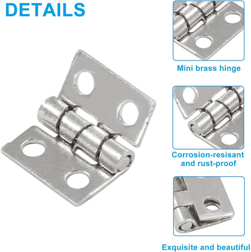 120 Pcs Mini Brass Hinges, 180 Degree Rotation Miniature Furniture Hardware Cabinet Mini Hinges for Jewelry Box Closet DIY Accessories with Mounti...