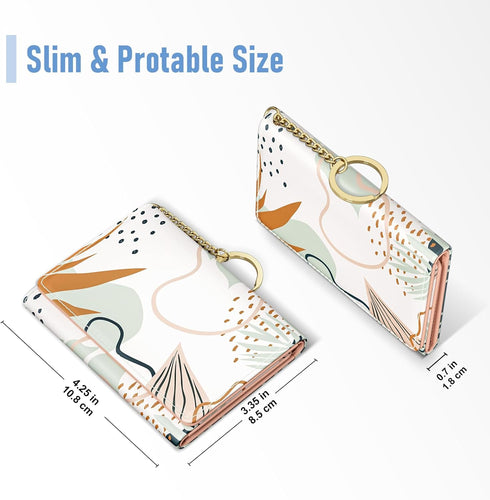 Womens Wallet, Small Slim RFID Card Wallets for Women, Trifold Leather Card Wallet Organizer, Cute Front Pocket Wallets with 7 Card Slots & ID Win...