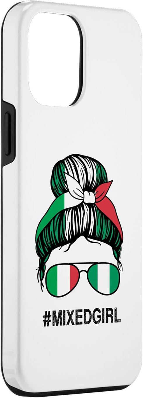 iPhone 14 Plus Nigeria Italy Flag Nigerian Italian Messy Bun Case...