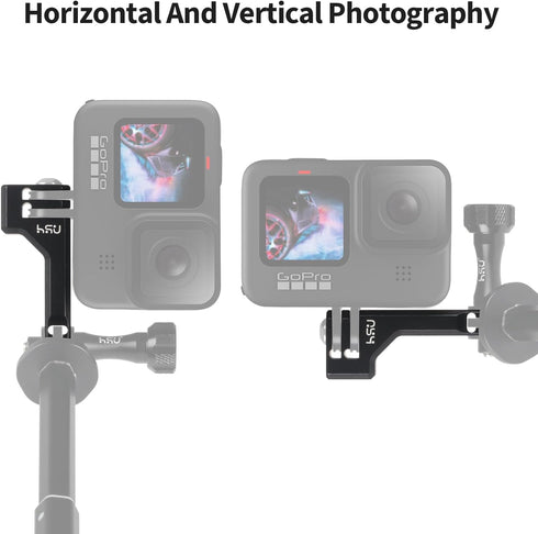 HSU Aluminum Vertical Bracket Adapter with 1/4"- 20 Hole for Gopro Hero 12/11/10/9/8/7/6/5/4 AKASO Campark Insta360 DJI Osmo Action and Other Acti...