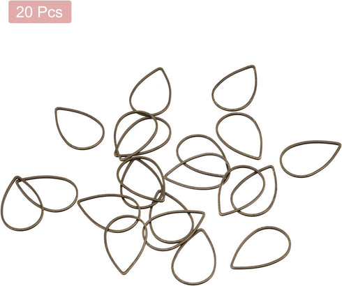 MECCANIXITY Teardrop Beading Hoop Link, Hollow Open Bezel Charm Linking Rings 0.55"x0.86" Bronze for Earring Jewelry Making, Pack of 20...