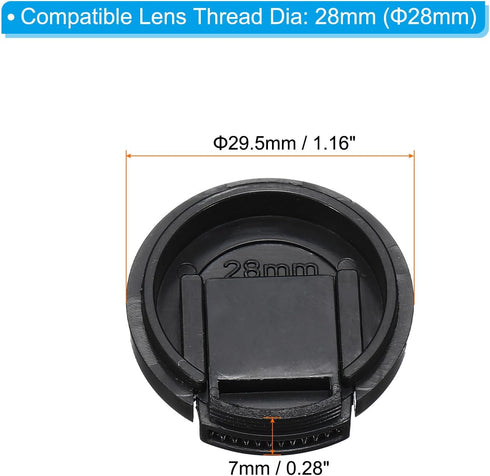 PATIKIL 28mm Lens Cap, 4 Pack Sides Pinch Snap Camera Lens Cover for Front Lens with Cloth, Suitable for 28mm Thread Universal DSLR Lenses, Black ...