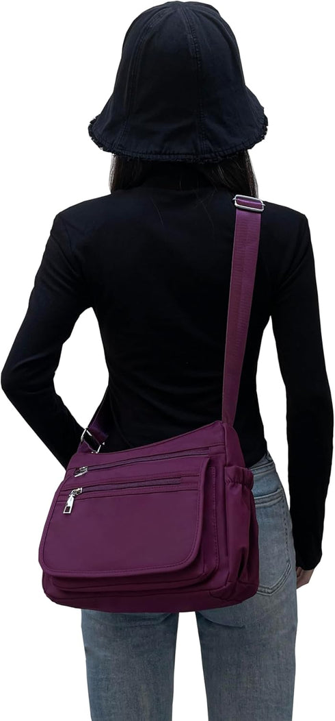 Nylon Crossbody Bags for Women Multiple Pockets Shoulder Handbag Casual Lightweight Waterproof Tote Purse...