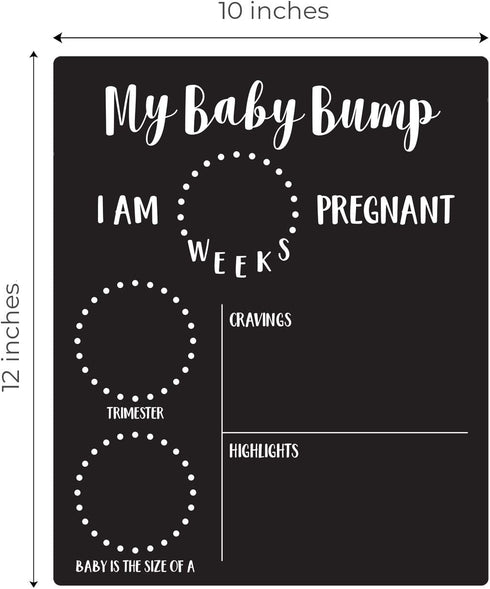 My Baby Bump Pregnancy Timeline Dry Erase Sign / 10" x 12" Black Dry Erase Style Mother Baby Size Tracking Sign/Monthly Milestone New Mom Photo Pr...