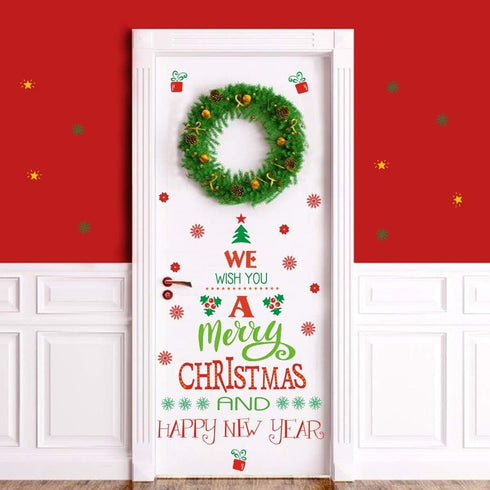 TOARTi Merry Christmas Quotes Wall Decals Happy New Year Quotes Stickers Christmas Tree Snowflake Stickers for Wall Christmas Party Supplies Chris...