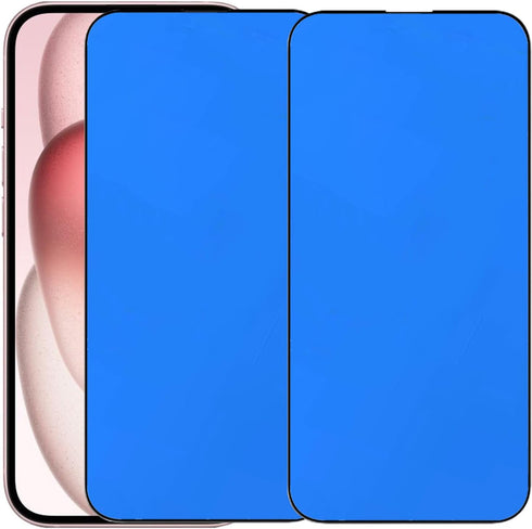 2 Pack Anti-Blue Tempered Glass Mirror Screen Protector Film for iPhone 15 Plus, 6.7 inch 9H Hardness Anti-scratch Full Covered (Blue)...