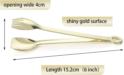 Mini Appetizer Tongs Stainless Steel Set of 4, MSY BIGSUNNY Gold Plated Small Serving Tongs, 6 Inch(15.2cm, Golden)...