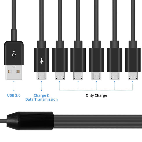 Poyiccot Micro USB Splitter Cable, Multi Micro USB Charging Cable, 6 in 1 Micro USB Charger Cable, USB 2.0 Type A Male to 6 Micro USB Male Y Split...