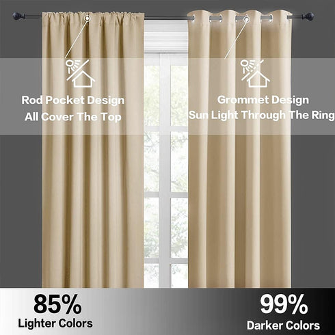 RYB HOME Thermal Insulated Curtains Blackout Small Window Drapes Light Block Privacy for Bathroom Kitchen Laundry RV Curtains, 42 inch Wide by 36 ...