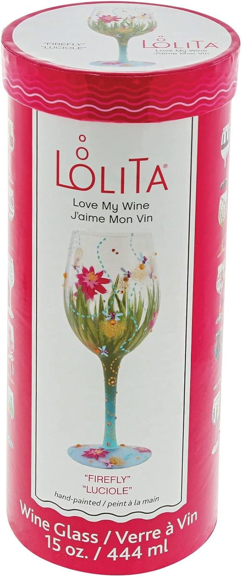 Enesco 6008340 Designs by Lolita Firefly Hand-Painted Artisan Wine Glass, 15 Ounce, Multicolor...