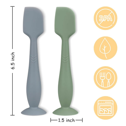 Diaper Cream Applicator Set - Soft Silicone Baby Butt Brush with Suction Base, Baby Butt Spatula, Full Size, 2 Piece - Newborn Baby Essentials (Sa...