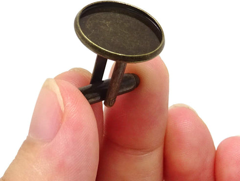 Honbay 10PCS(5 Pairs) 16mm Brass French Style Cufflink with Blank Round Tray for 16mm Round Cabochons...