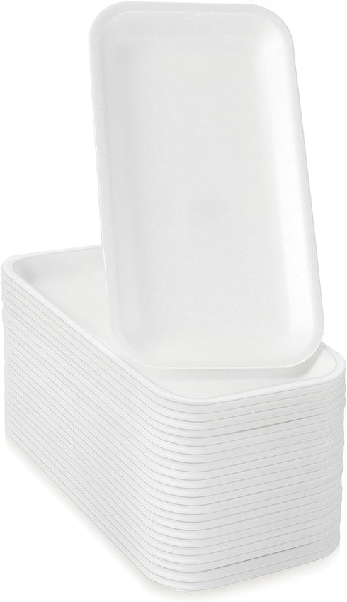 50 Pcs Crafts Foam Trays, White Foam Meat Tray Food Tray Paint and Ink Mixing Trays Rectangle School Printmaking Foam Trays for DIY Art Craft Diss...